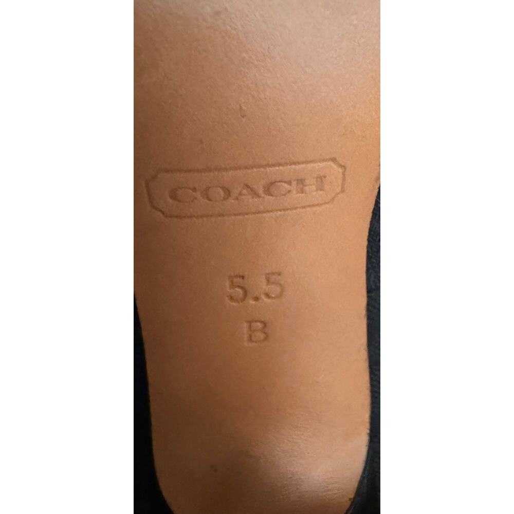 Coach Black Pointed Toe Heels Size 5.5 B Logo Fabric Kitten Heel Women Flaw - Picture 10 of 10